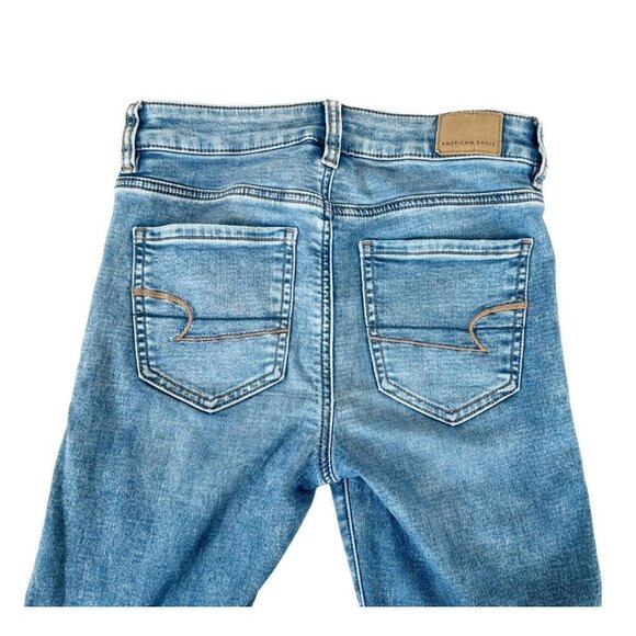 AMERICAN EAGLE Women's Sz 2 Super Stretch Hi Rise Jegging Jeans Patches - Picture 7 of 11